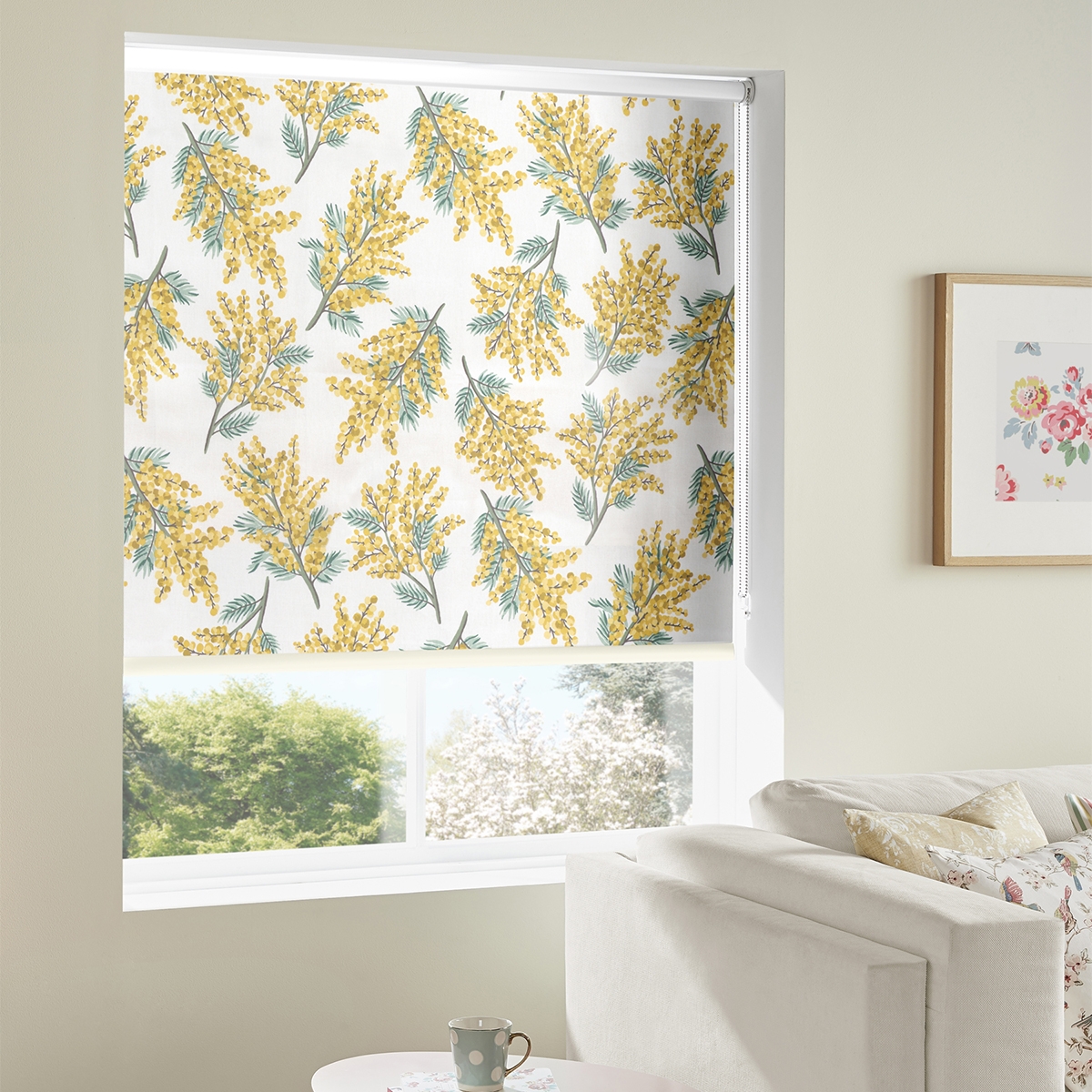 Product photograph of Cath Kidston Mimosa Flower Citrine Roller Blind from Choice Furniture Superstore.